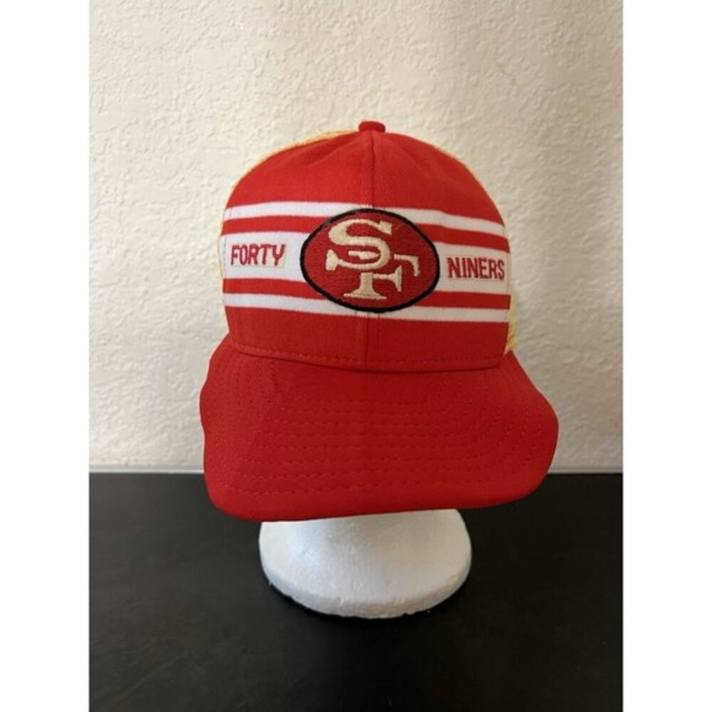 VTG San Francisco Forty Niners Hat Snapback Trucker Red Super Stripe Made in USA